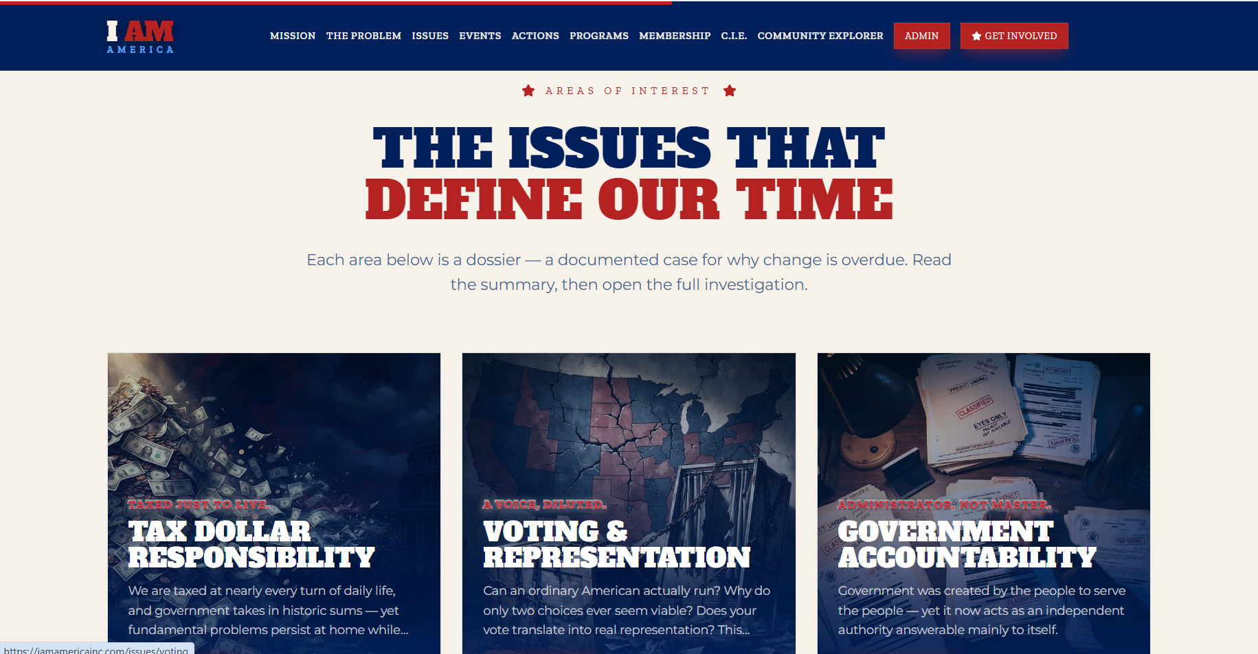 I AM America areas of interest