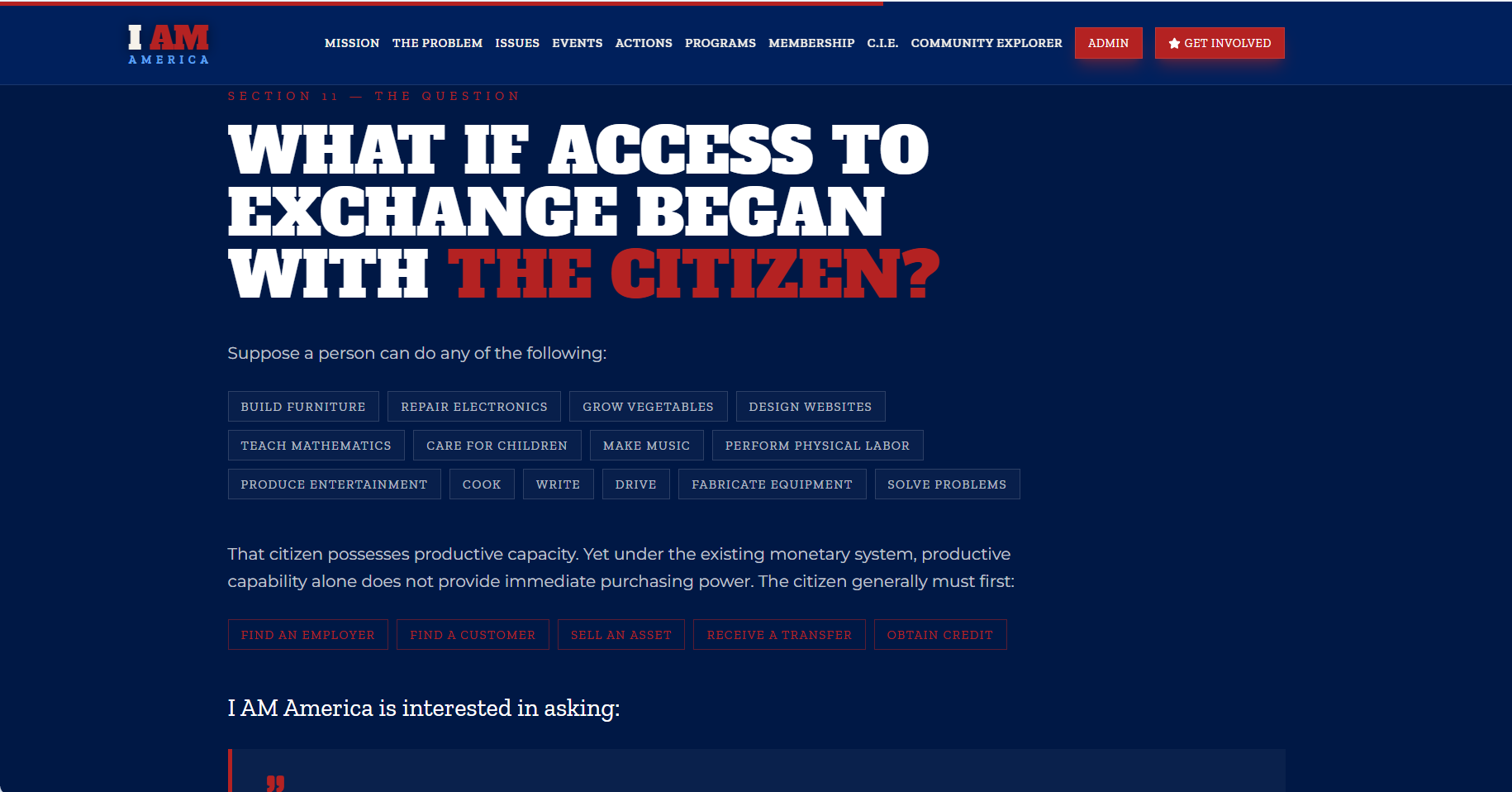 I AM America citizen exchange question