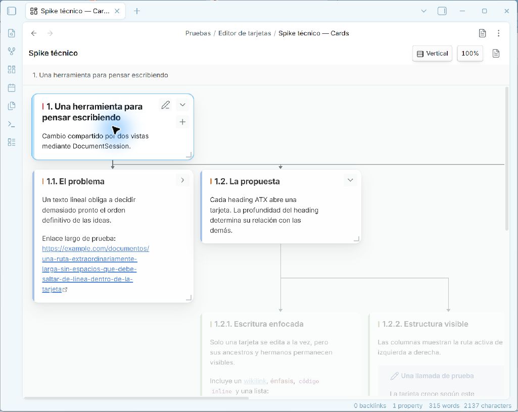 Visual Card Writer screenshot — Visual Card Writer showing a vertical card layout