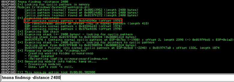 EIP offset discovered