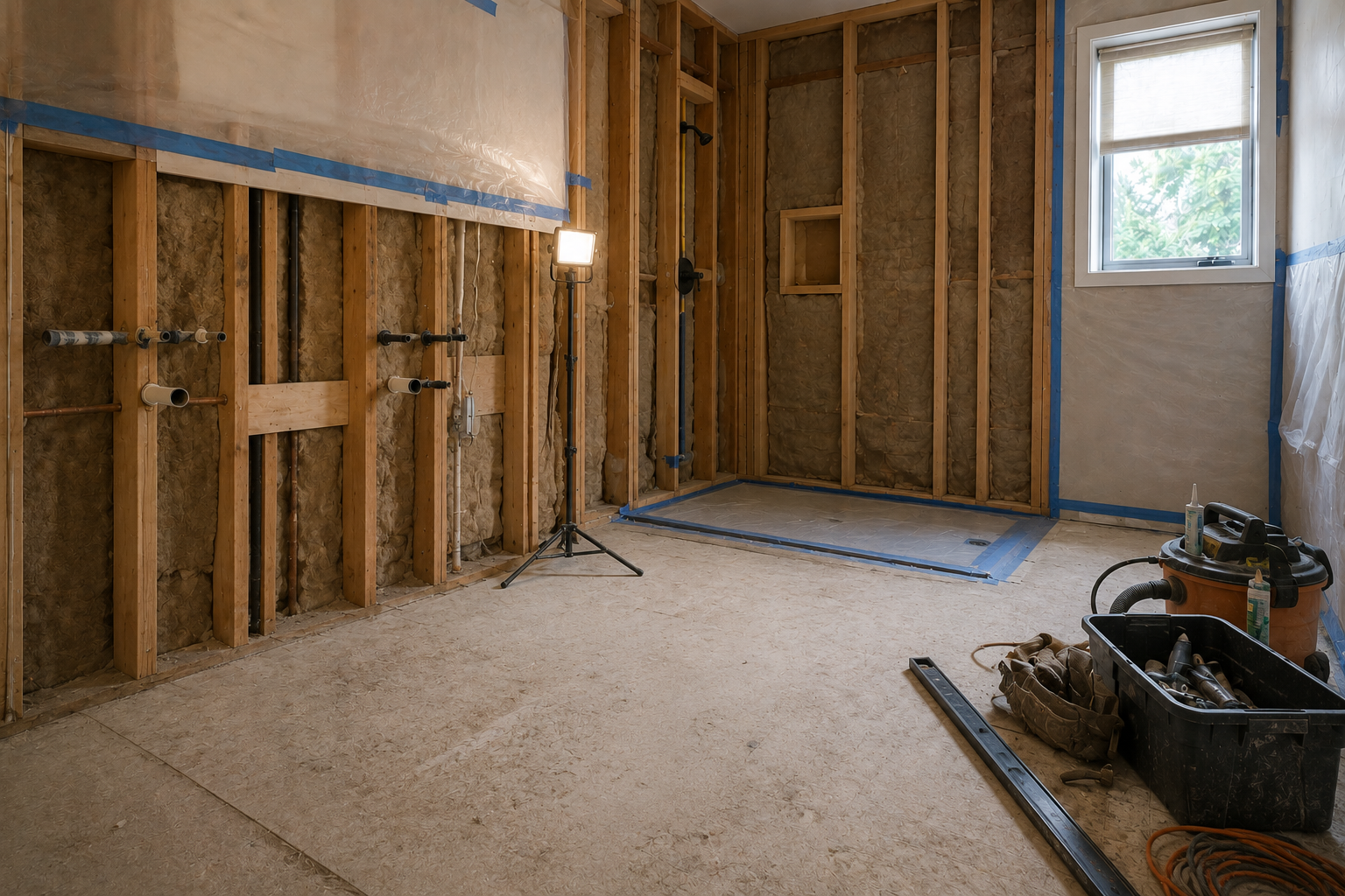Tile installation during bathroom remodel