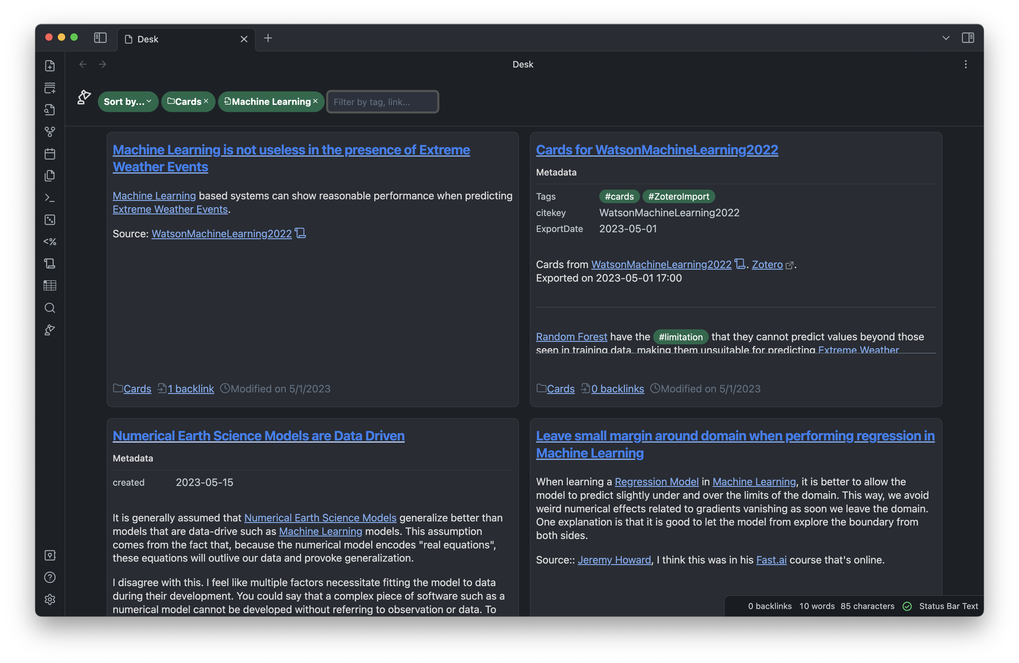 Screenshot of Desk for Obsidian
