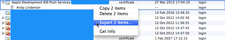 Exporting the certificate and private key