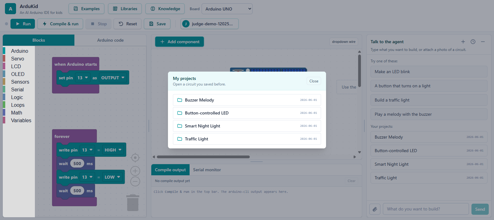 Saved projects