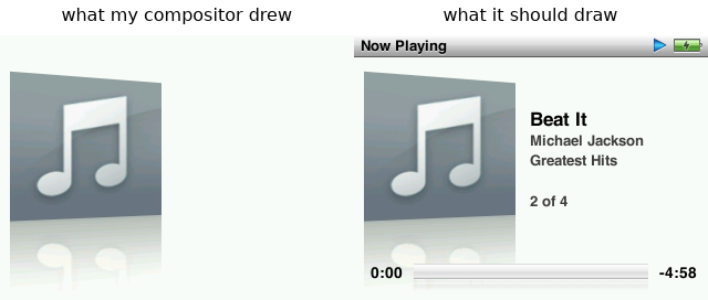 What the compositor drew vs what it should draw