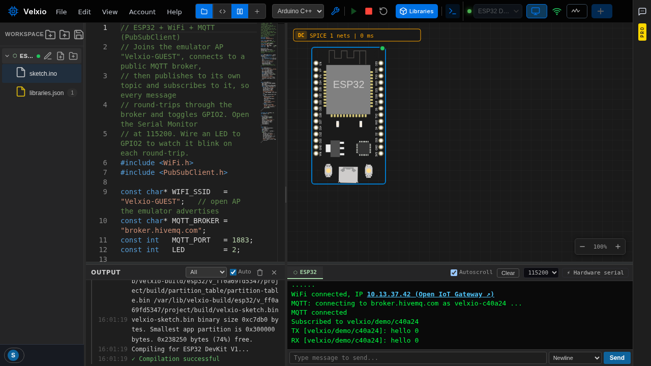 ESP32 WiFi with MQTT publish/subscribe