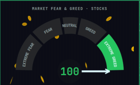 Extreme Greed with dense falling coins and banknotes