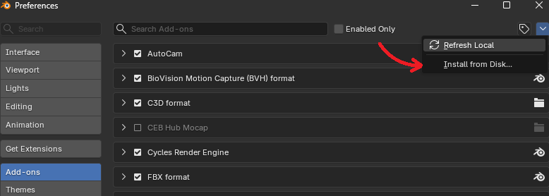 Install and enable the Pose2Sim_Blender add-on