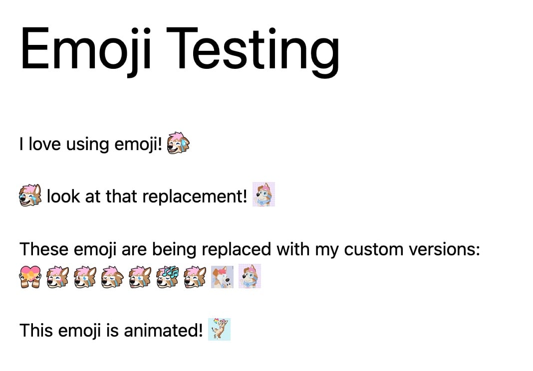**Example of content with emojis replaced by custom images.** **Example of content with emojis replaced by custom images.**