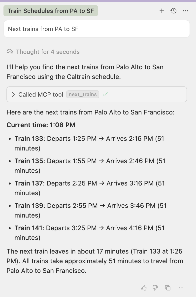 Caltrain MCP Demo