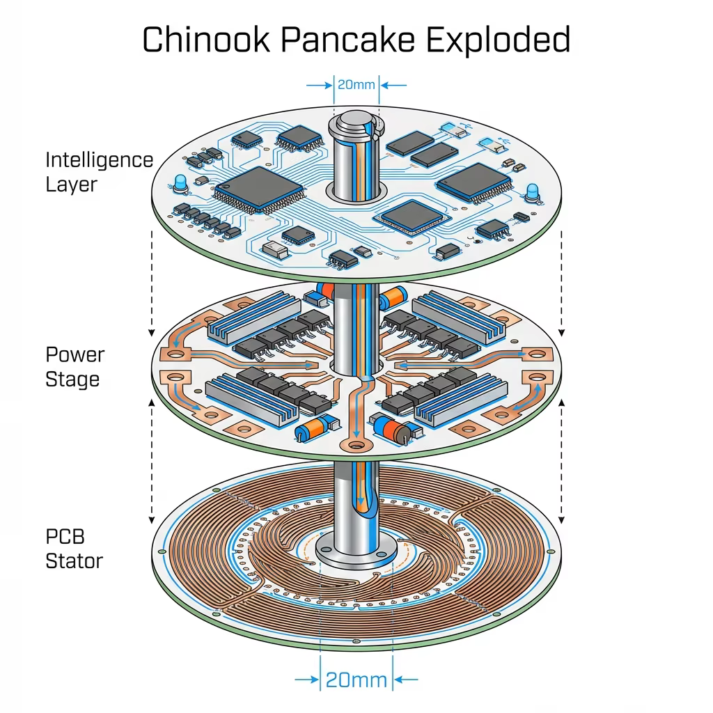 Chinook pancake motor exploded