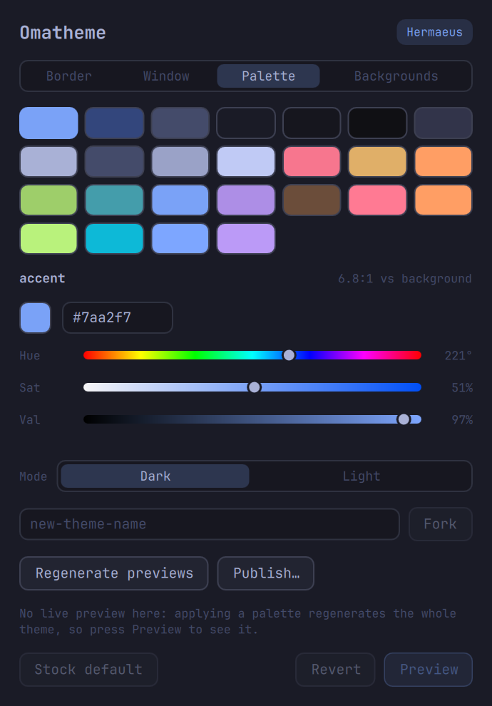 Palette panel