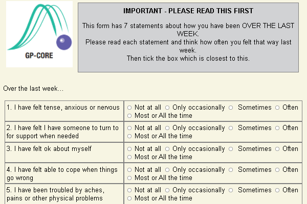 Image of Core Questions Form