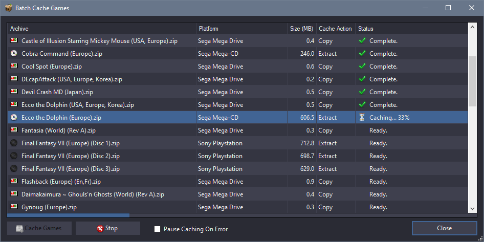 Batch caching window