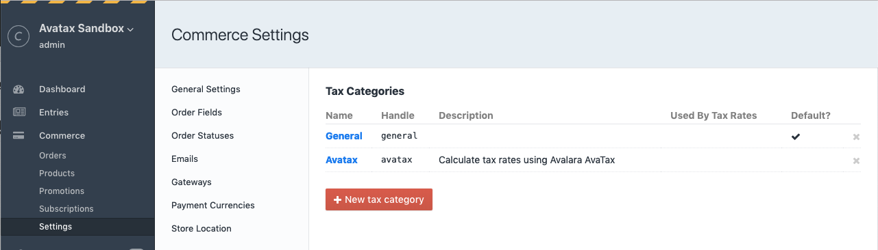 Product Tax Categories