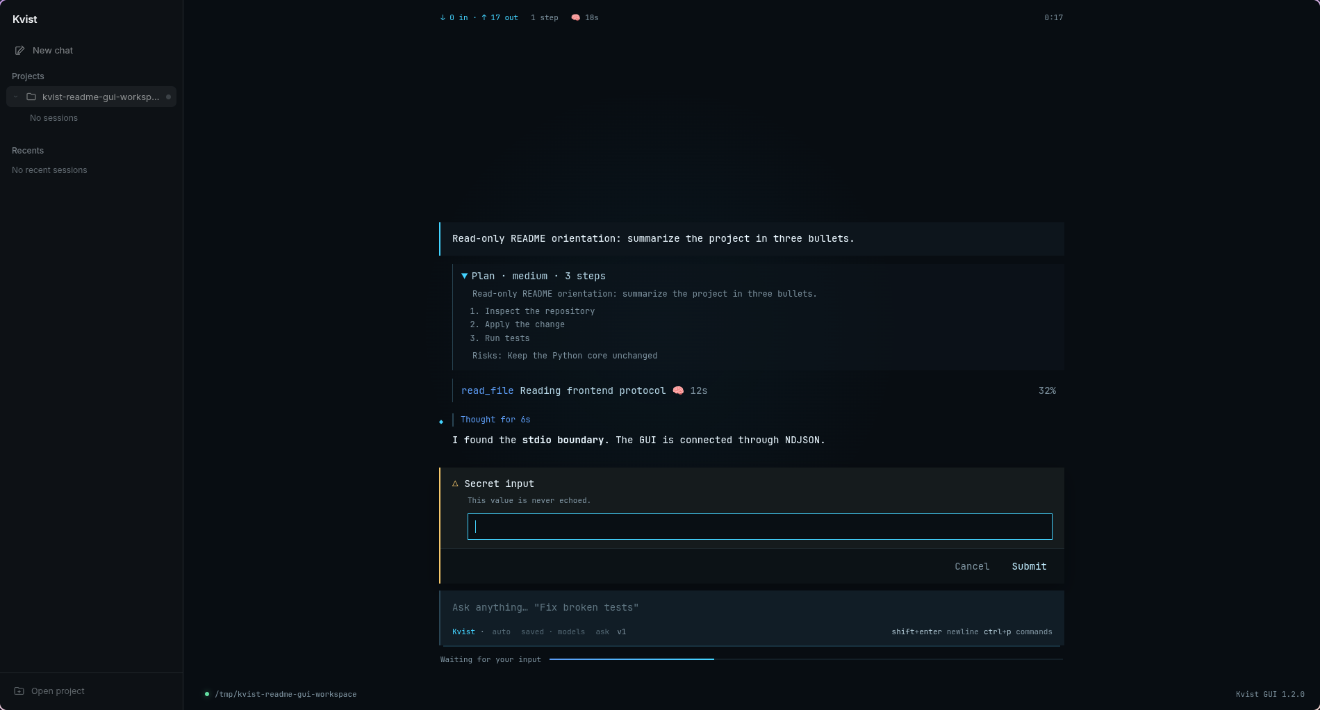 Kvist GUI agent working on Hyprland