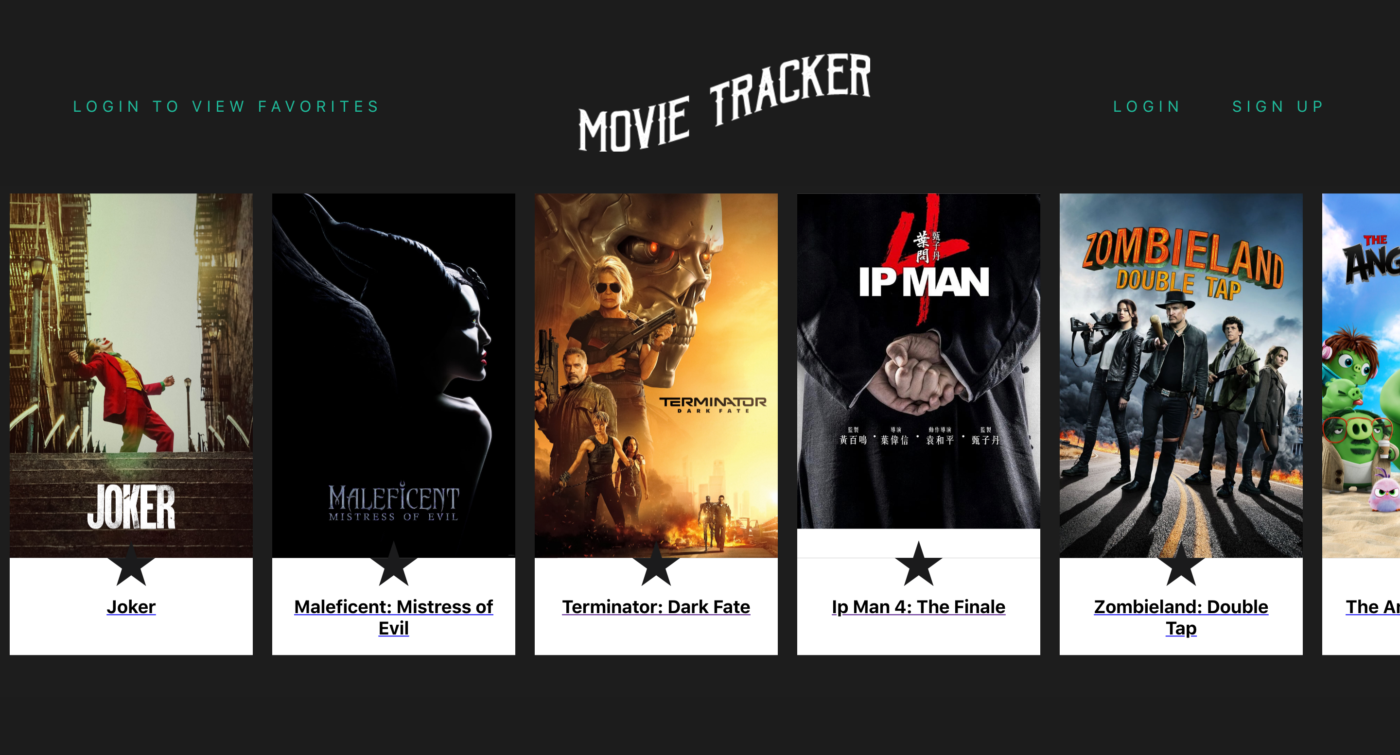 Movie Tracker home page