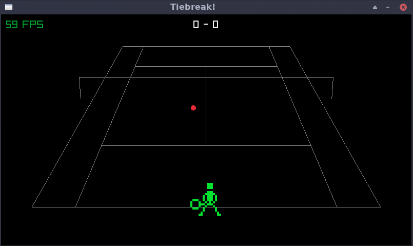 Animatd tennis player sprite with a hitbox indicating the collision zone
