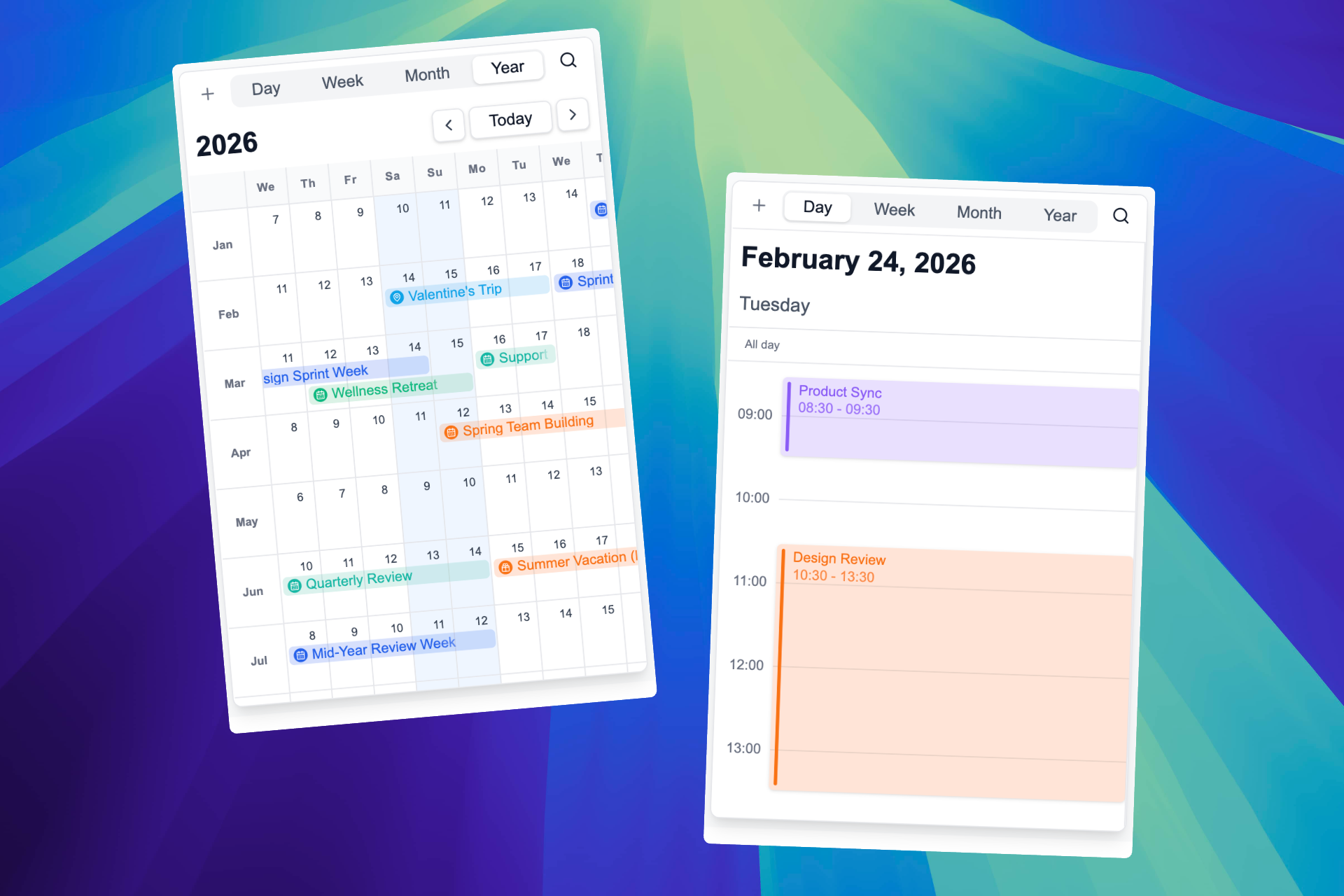 Mobile Day and Year View