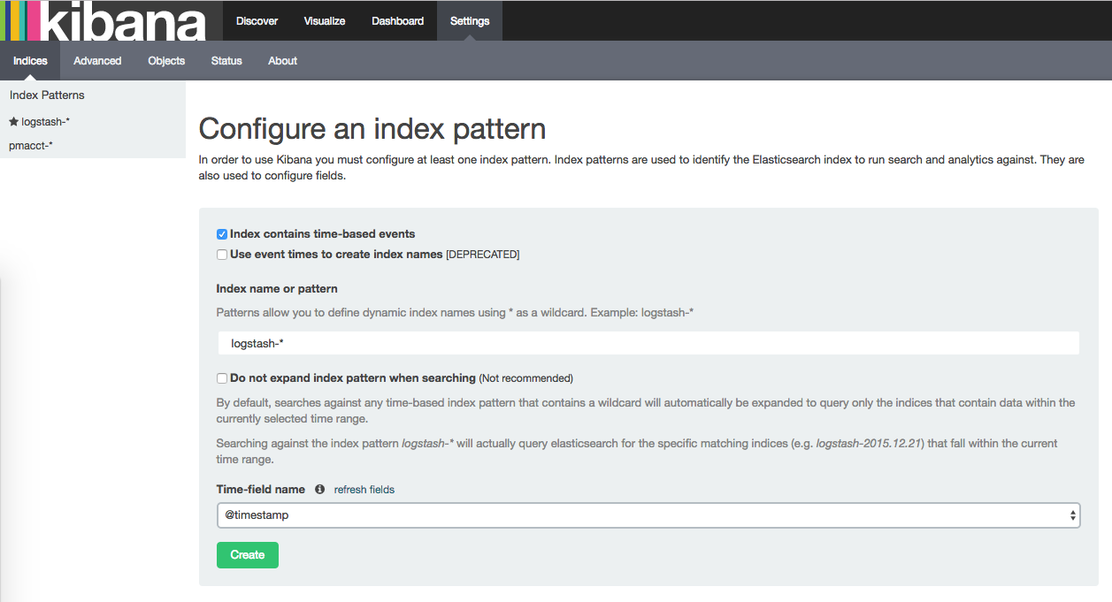 Kibana Add index