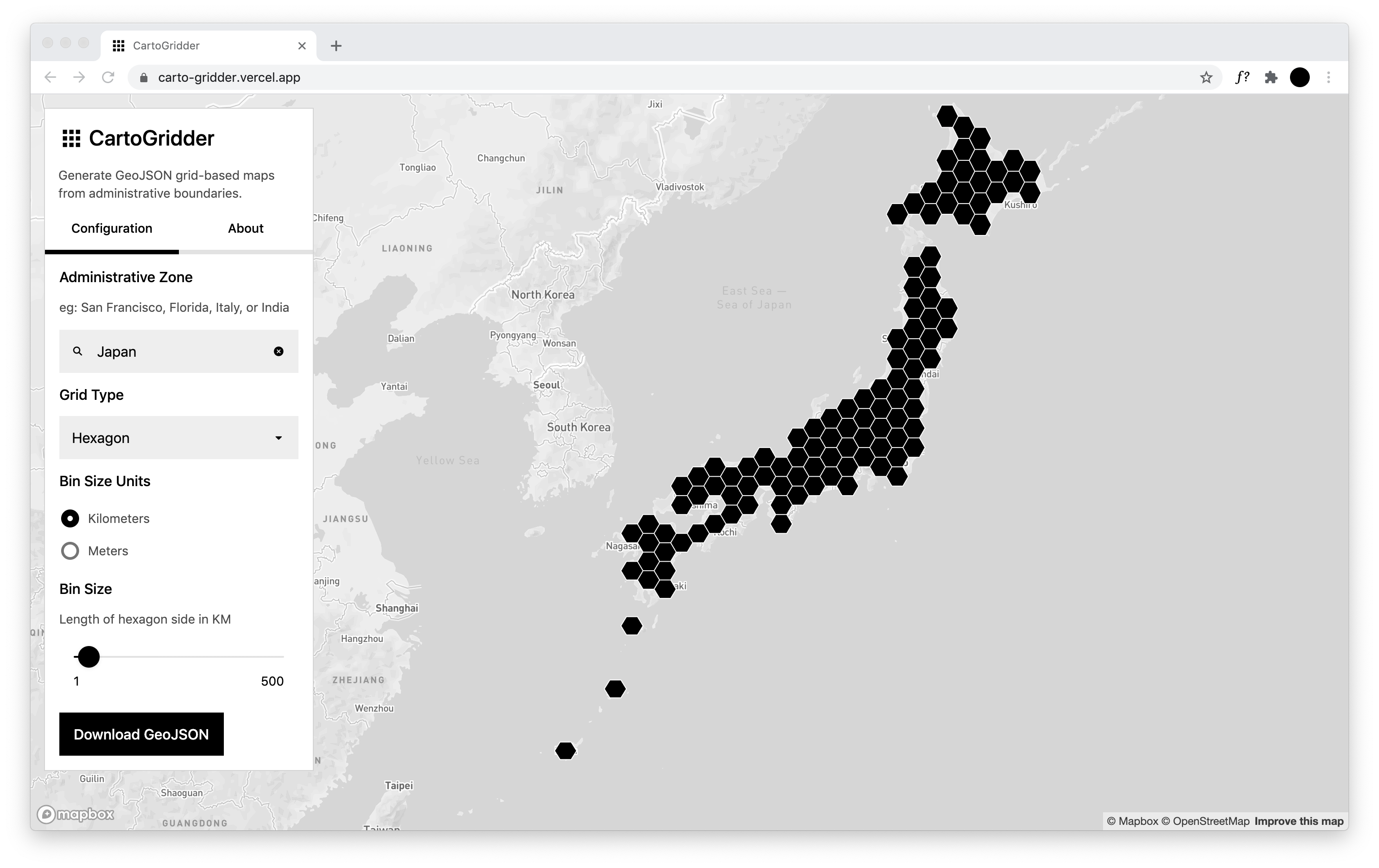 preview of carto grid app