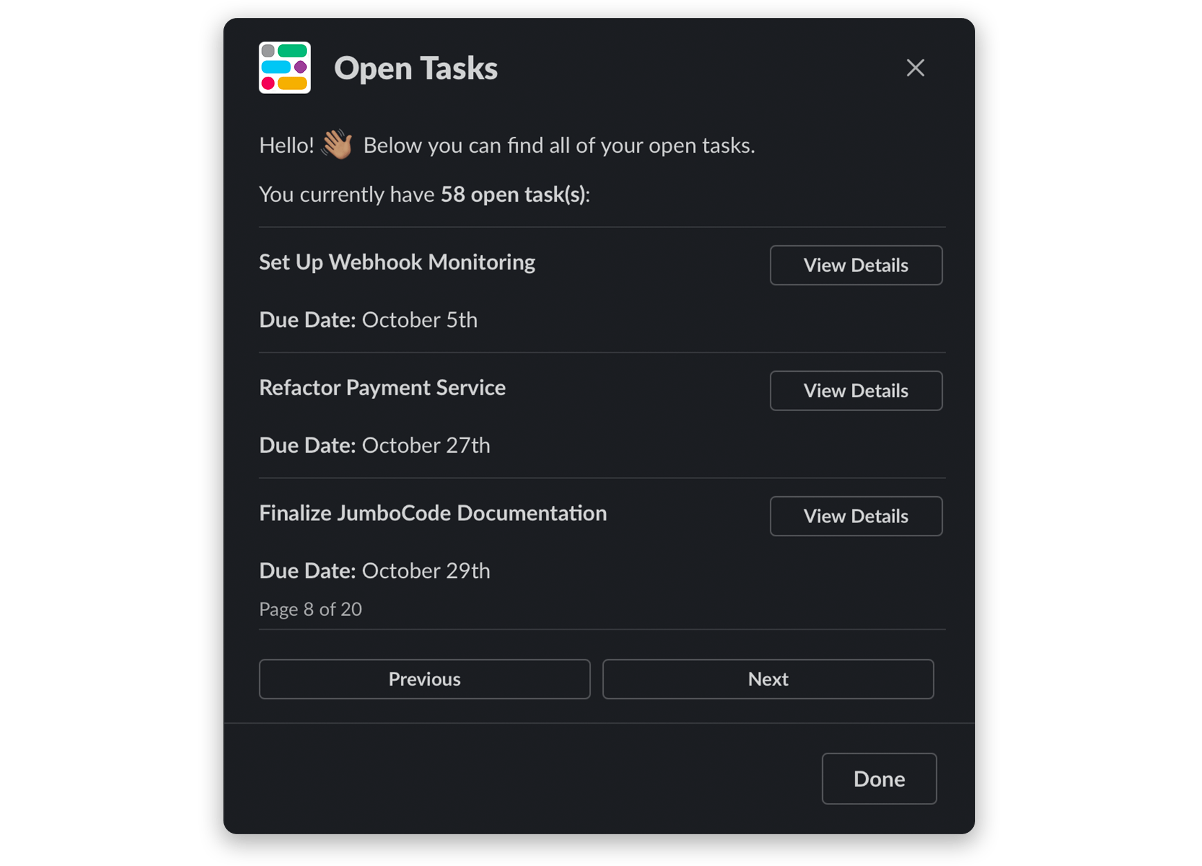 An example of using Block Builder for Modals