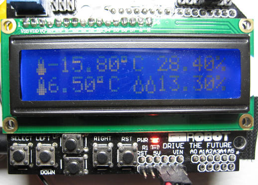 Dual DHT22 Arduino based temperature and humidity sensor