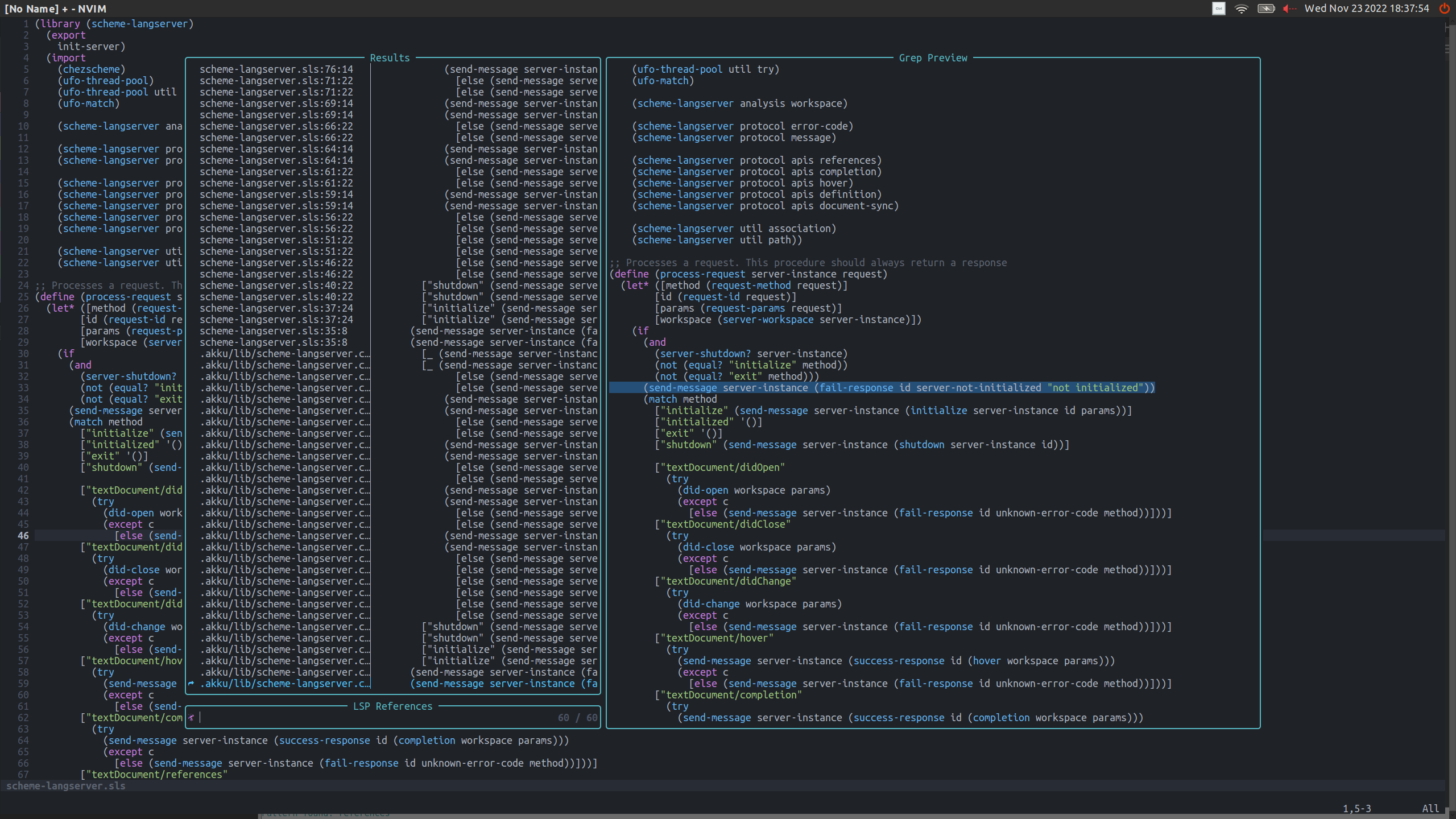 Find references with telescope.nvim