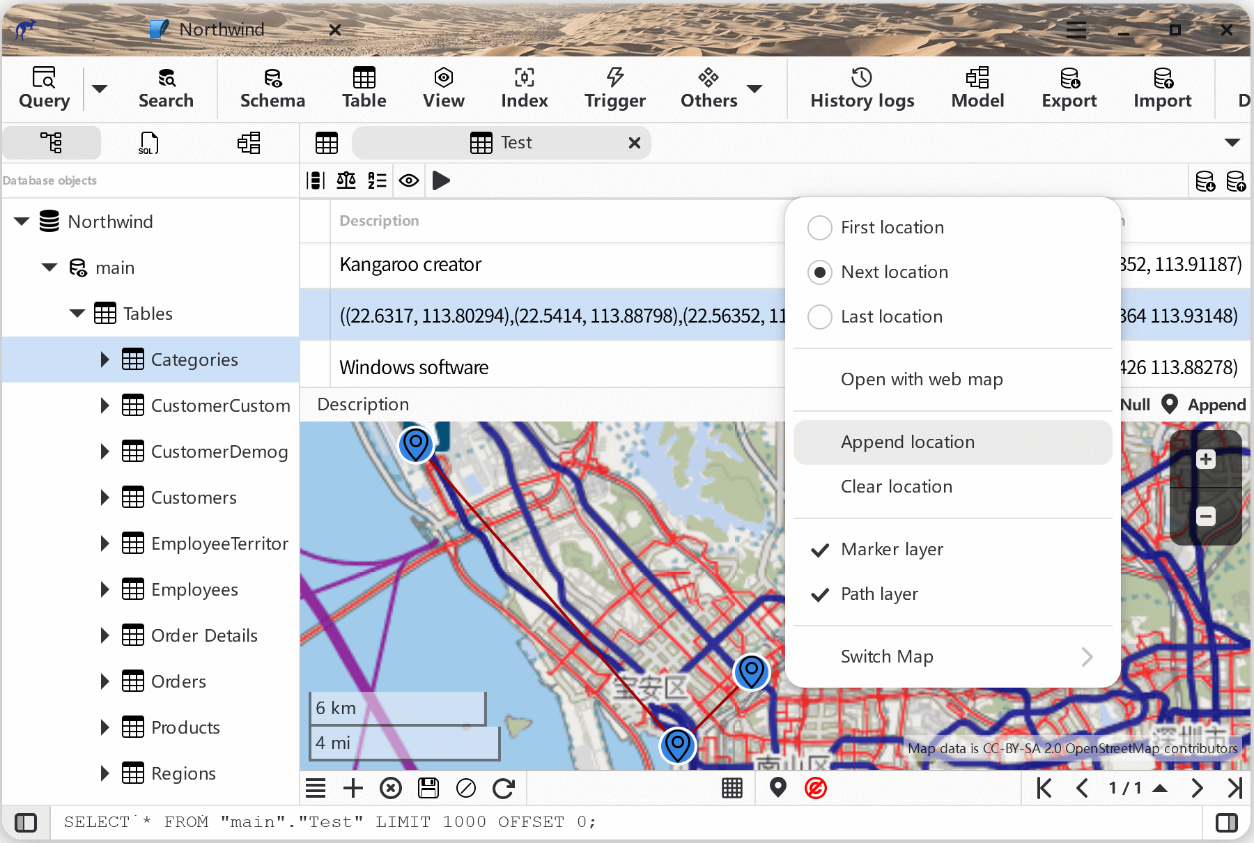 Kangaroo grid view with map support