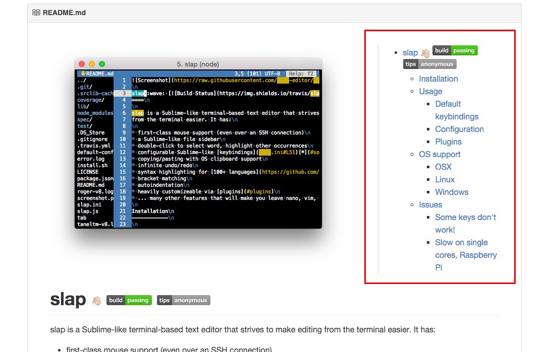 github table markdown