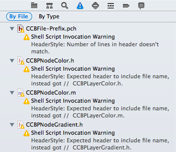Xcode Warnings Screenshot