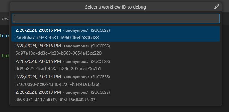 DBOS Time Travel Workflow ID picker