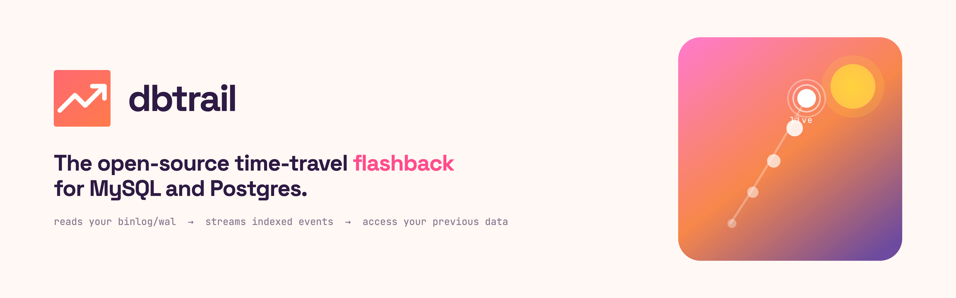 dbtrail: the open-source time-travel flashback for MySQL. Every change leaves a trail. Follow it back.