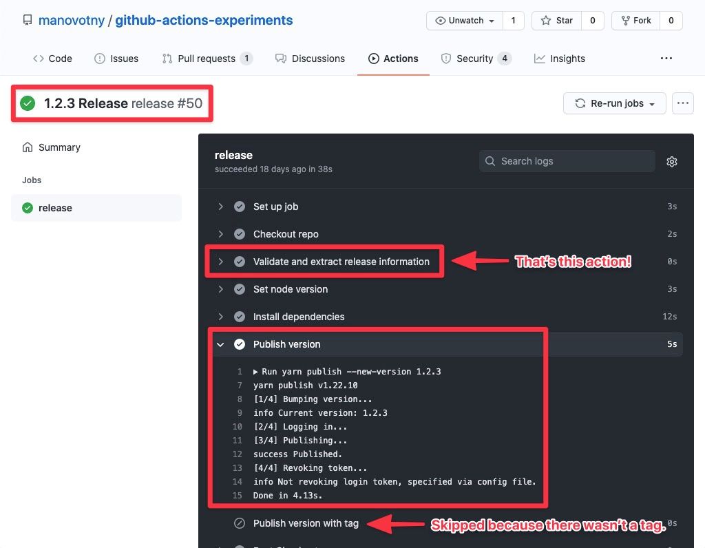 GitHub Actions release workflow logs