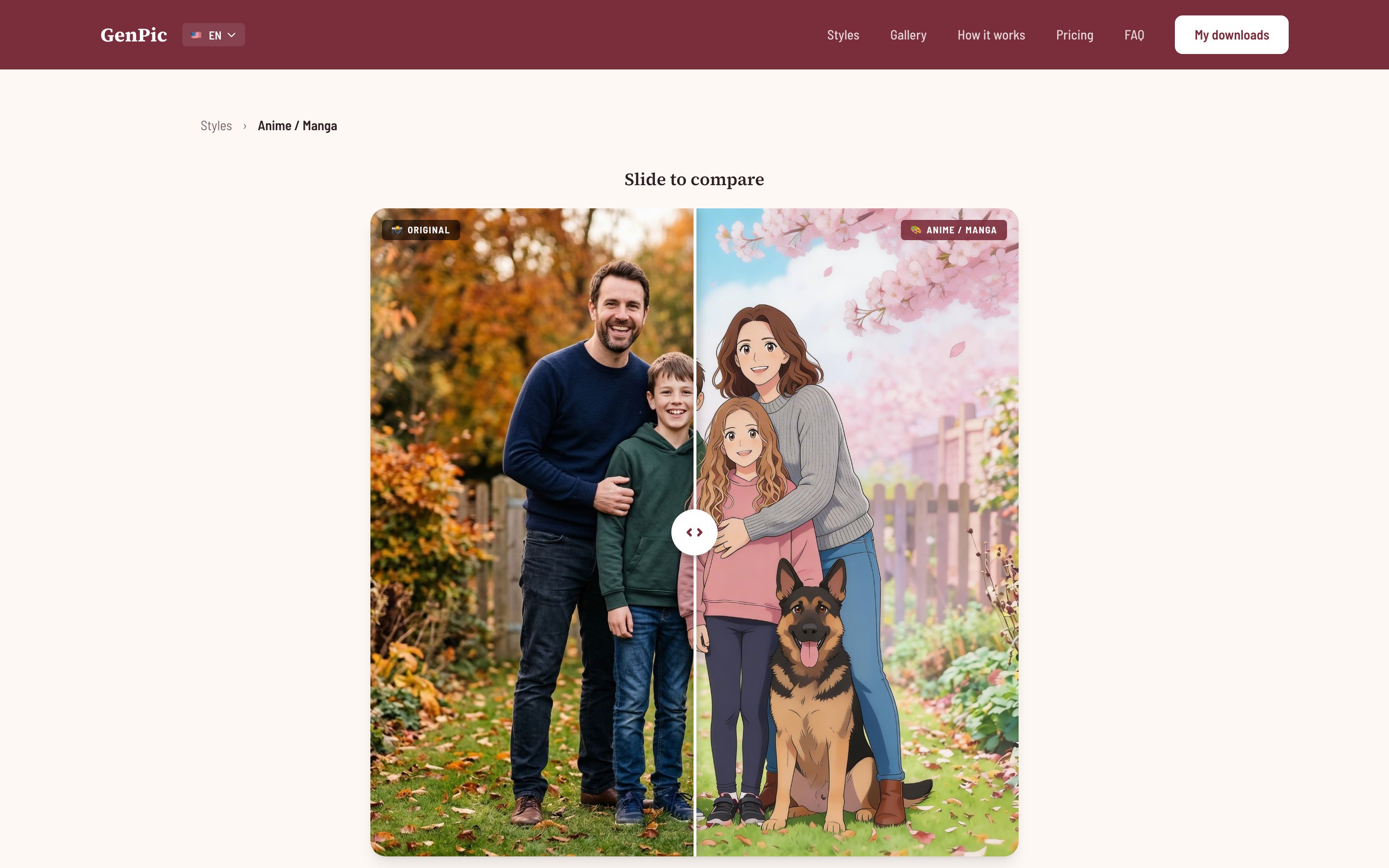 Before/after slider on a style page