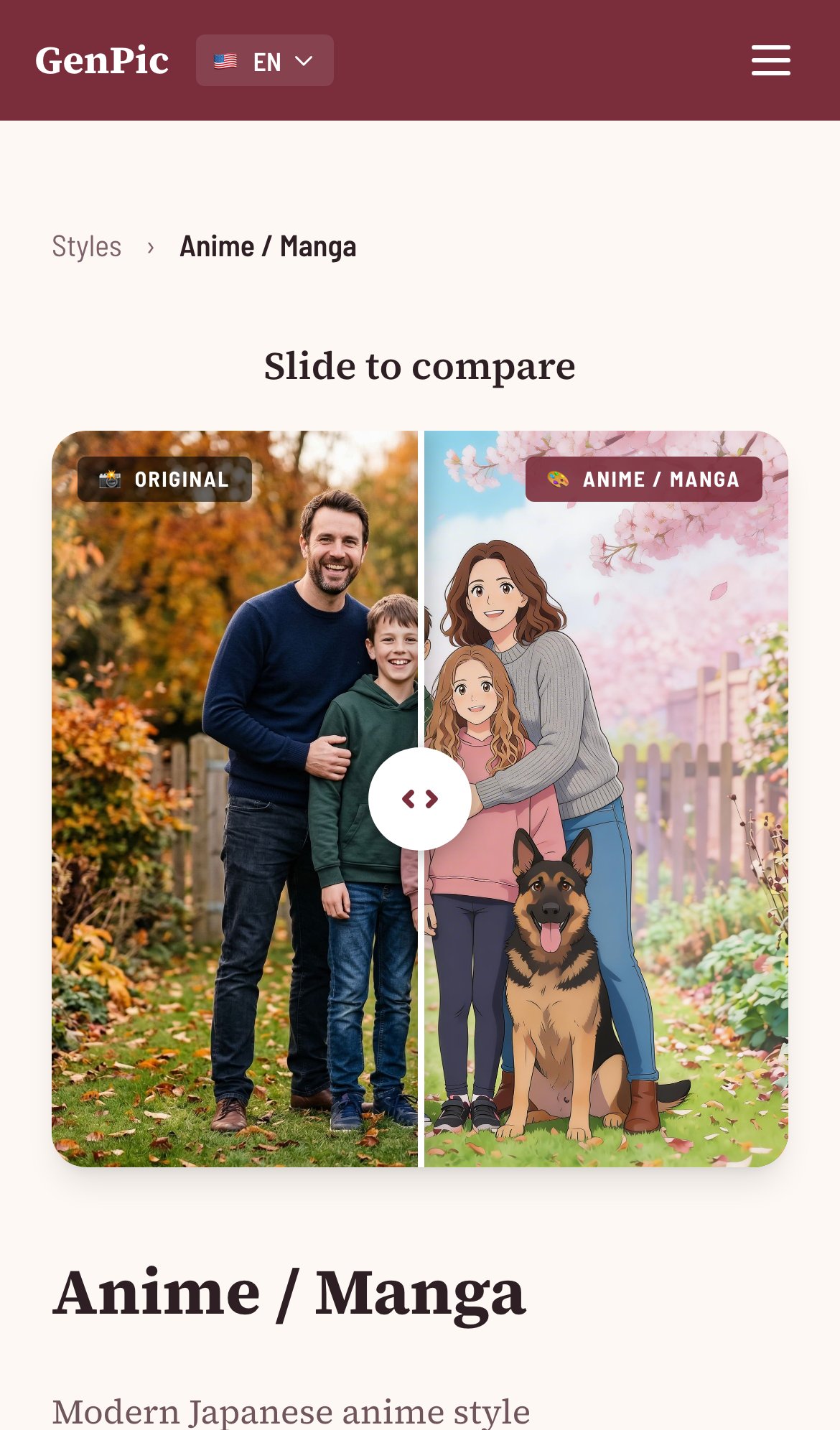 Style page on a phone