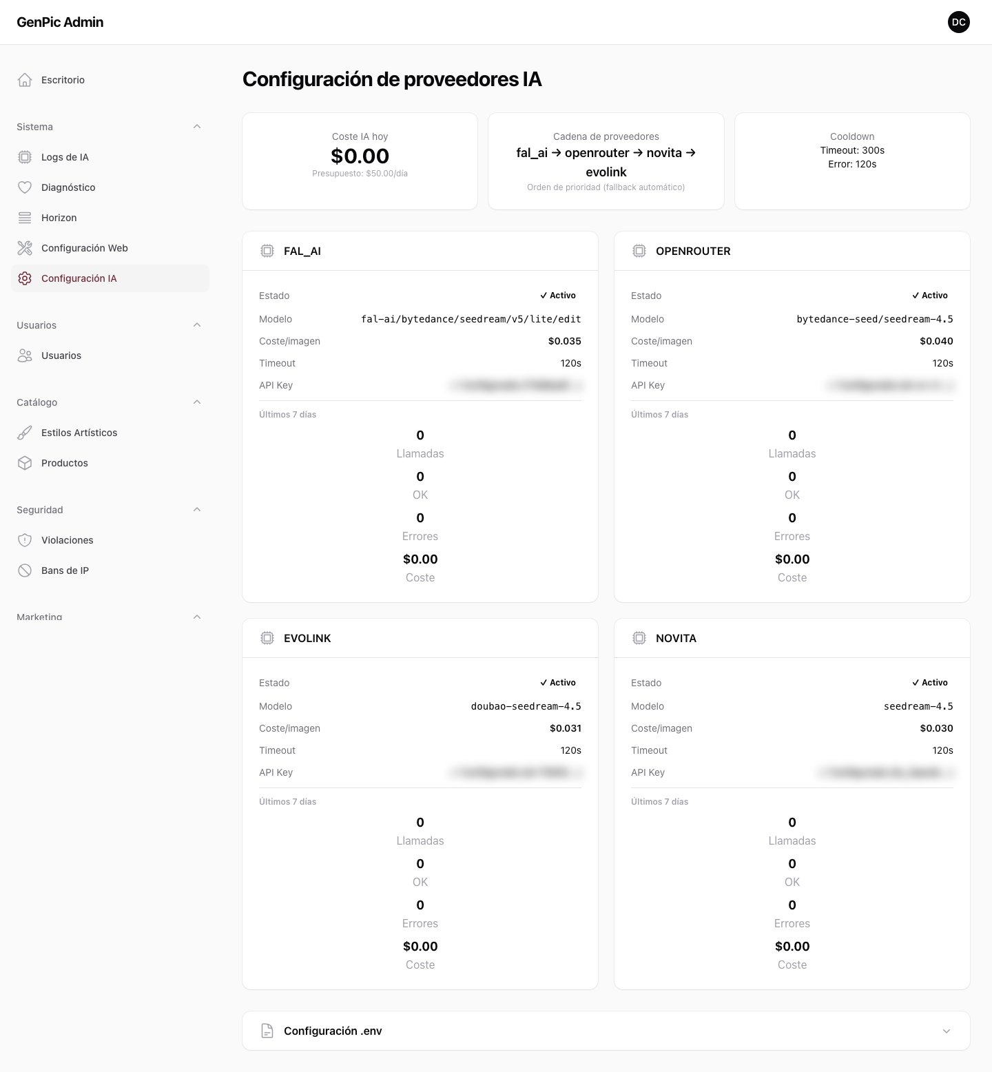 AI provider configuration