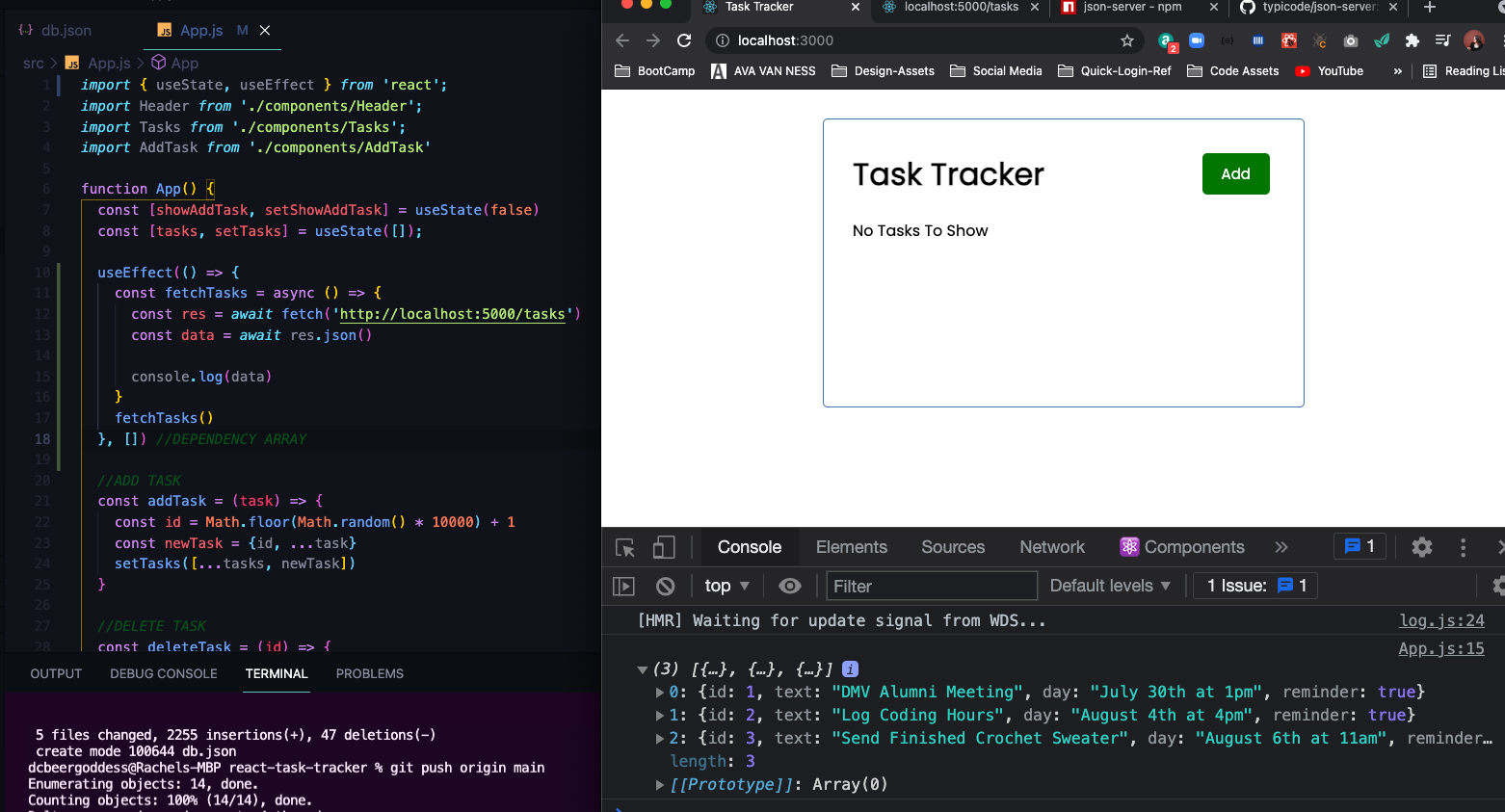 console logging data from json