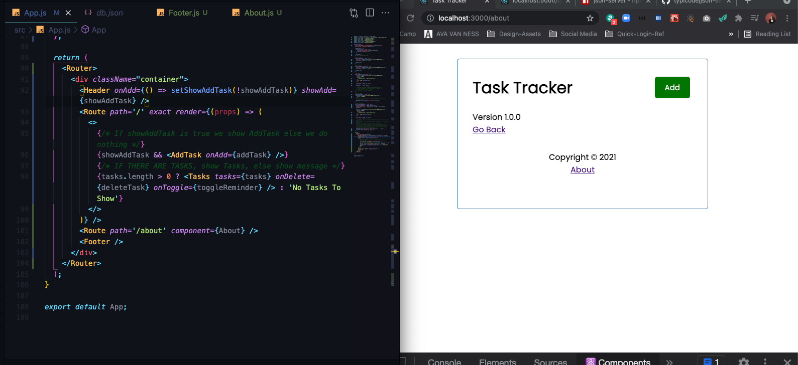 after route is added around embedded task components