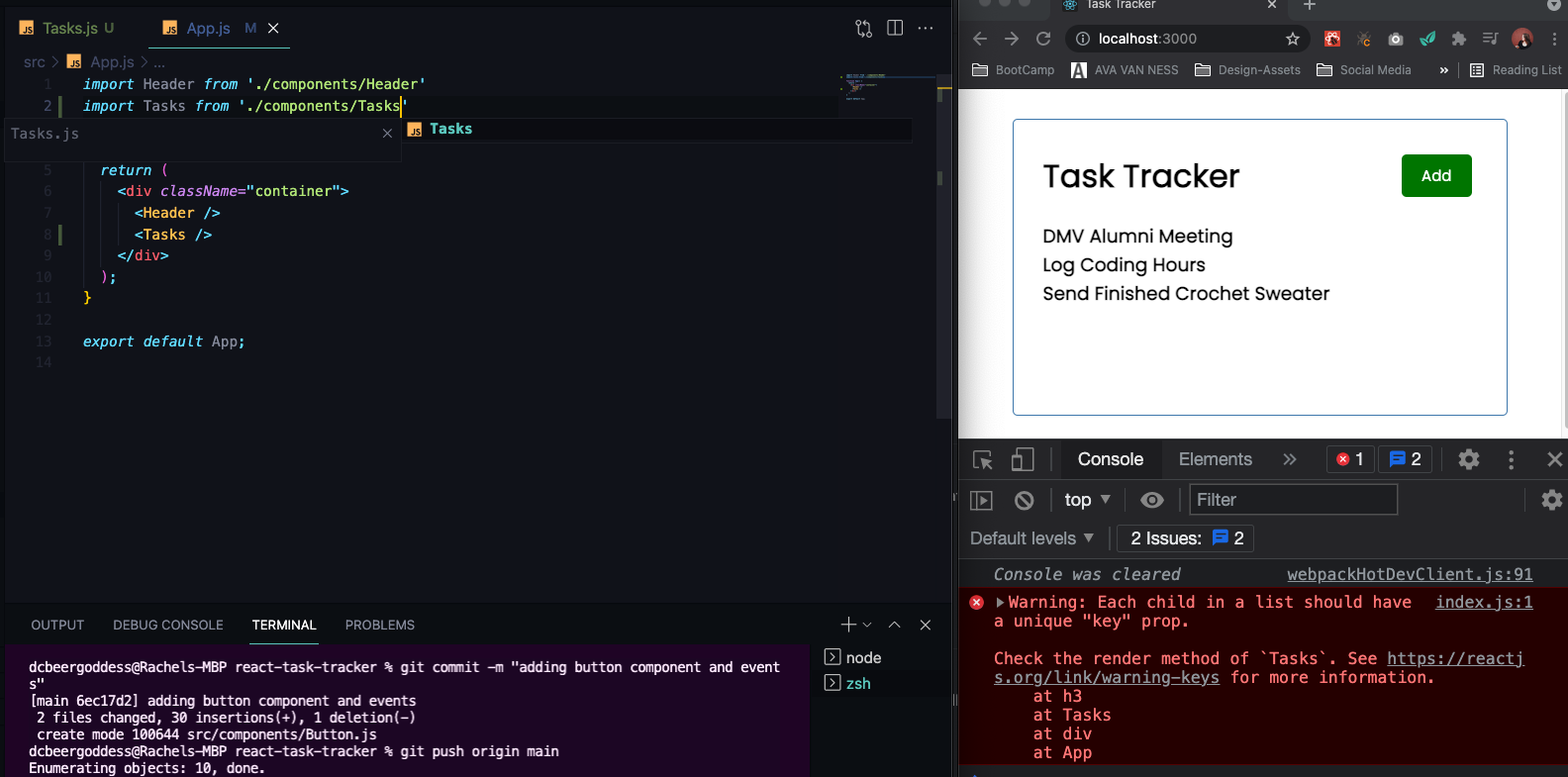 Adding Tasks to App.js