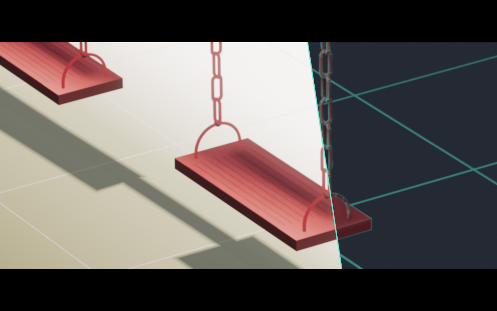 Blender MCP stylized red swings beauty and mesh evidence