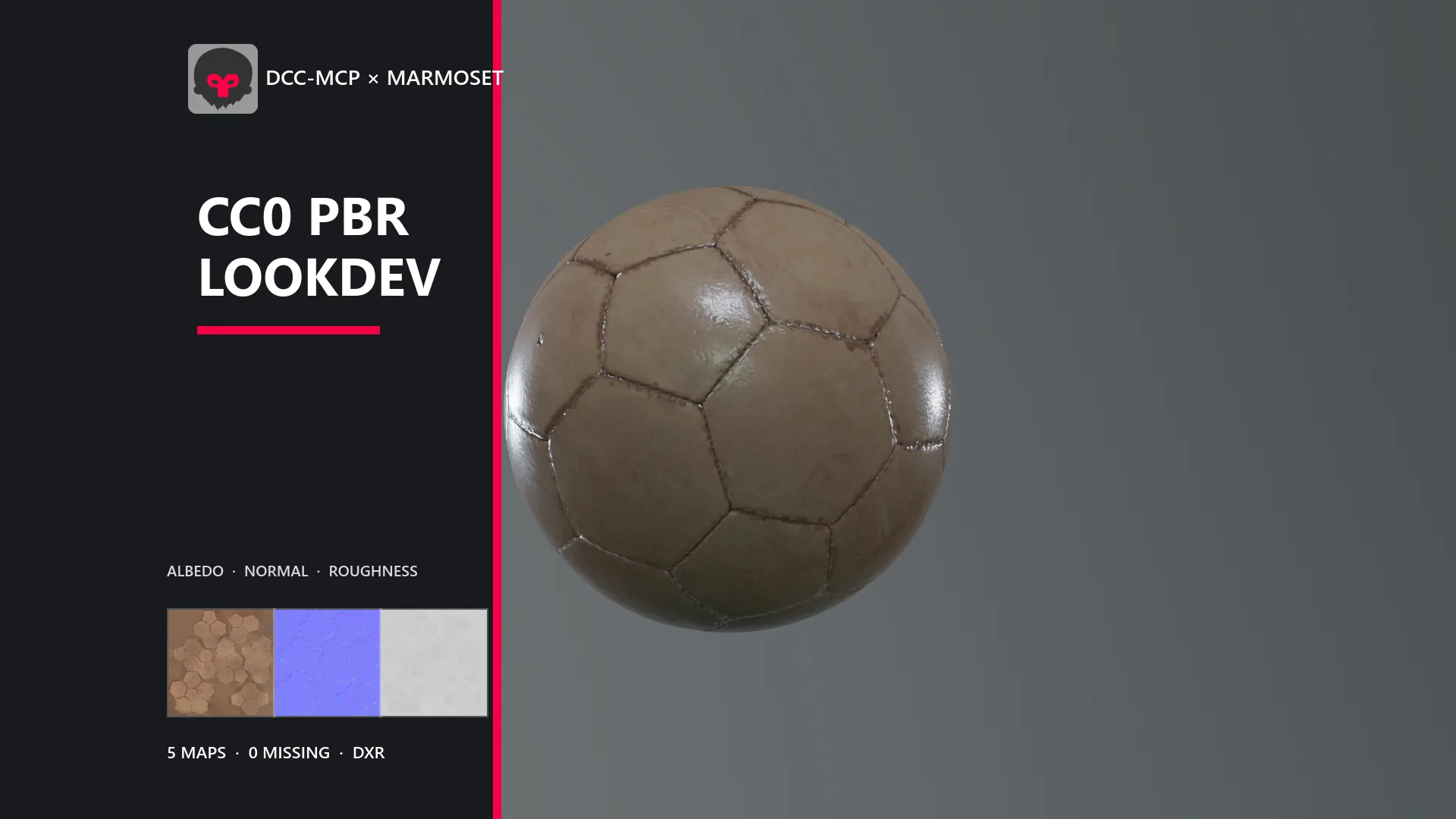 DCC-MCP Marmoset CC0 PBR lookdev