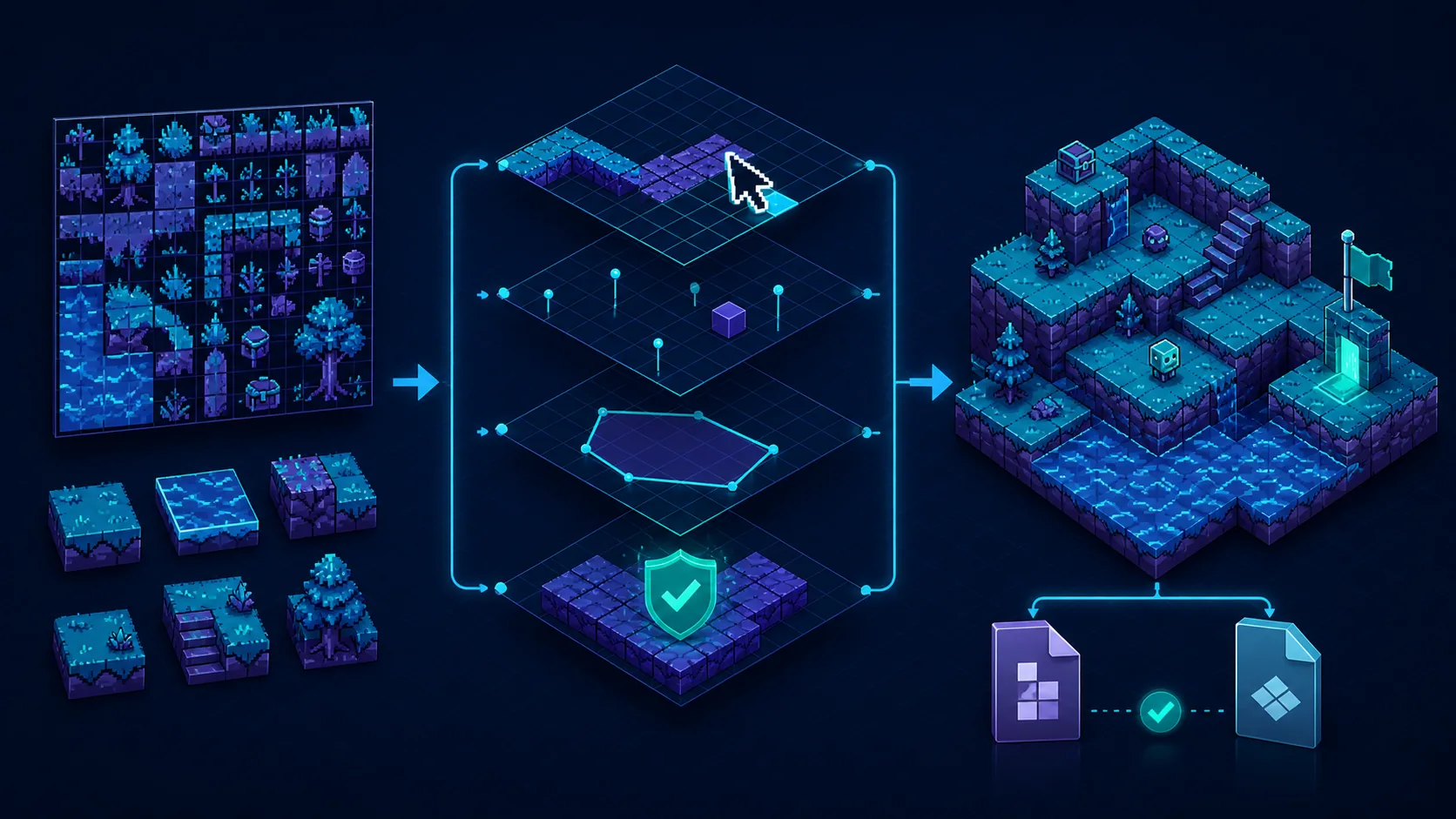 Tiled game-level workflow
