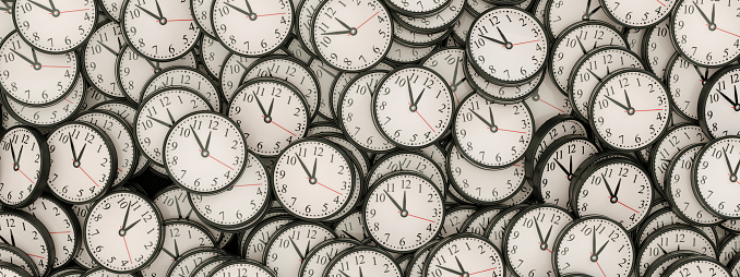 image of multiple clock faces