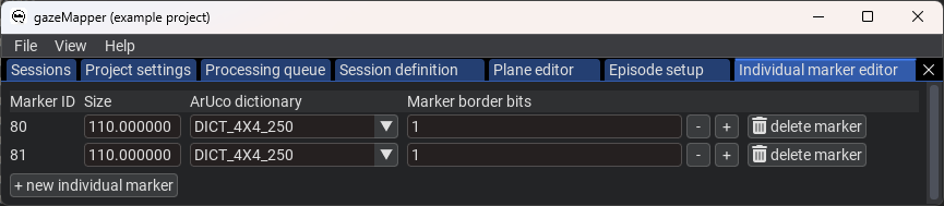 Individual marker editor