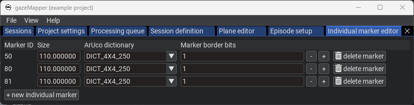 Individual marker editor