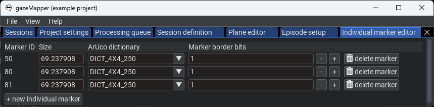 Individual marker editor