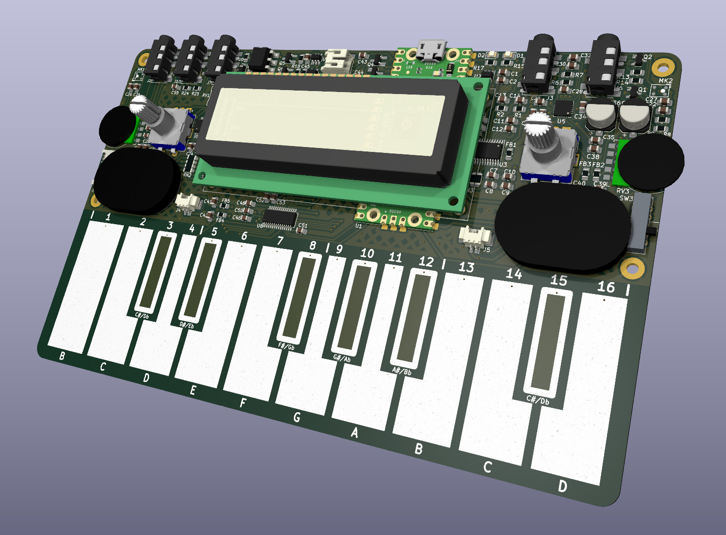 Front view of 3d rendered board