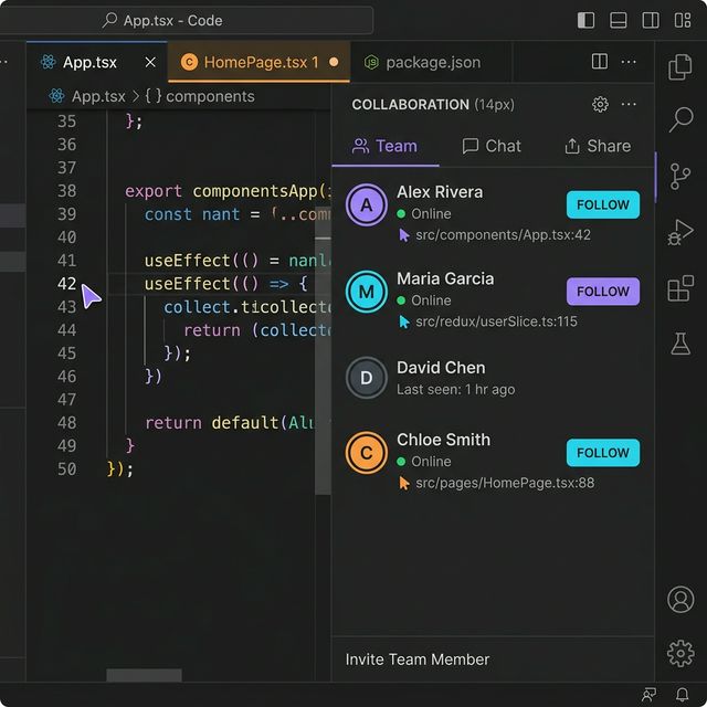 Prism Coder IDE — Live Share with team members and real-time cursor tracking