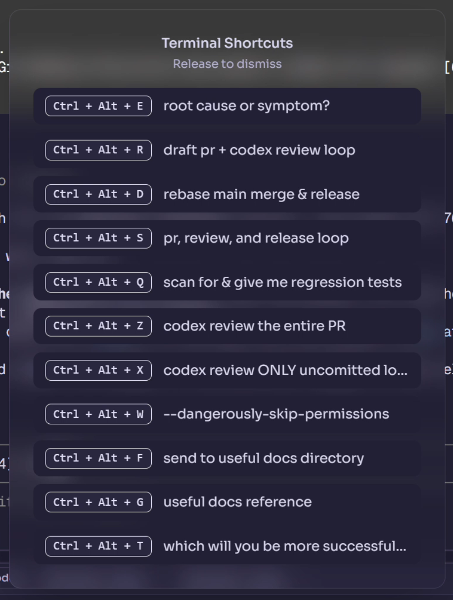Terminal clipboard shortcuts popover